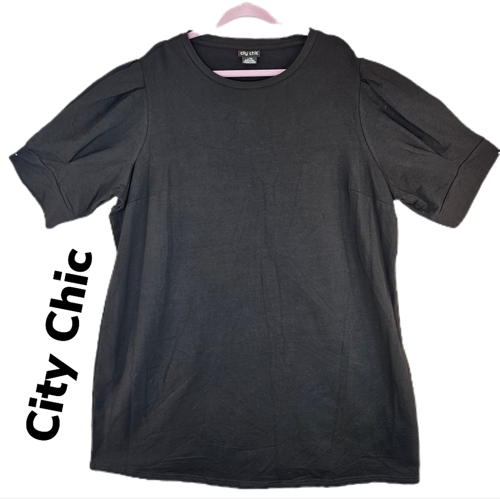 City Chic Black Pull Over Versatile Spring Summer Cotton- Elastane Dress Sz L 20